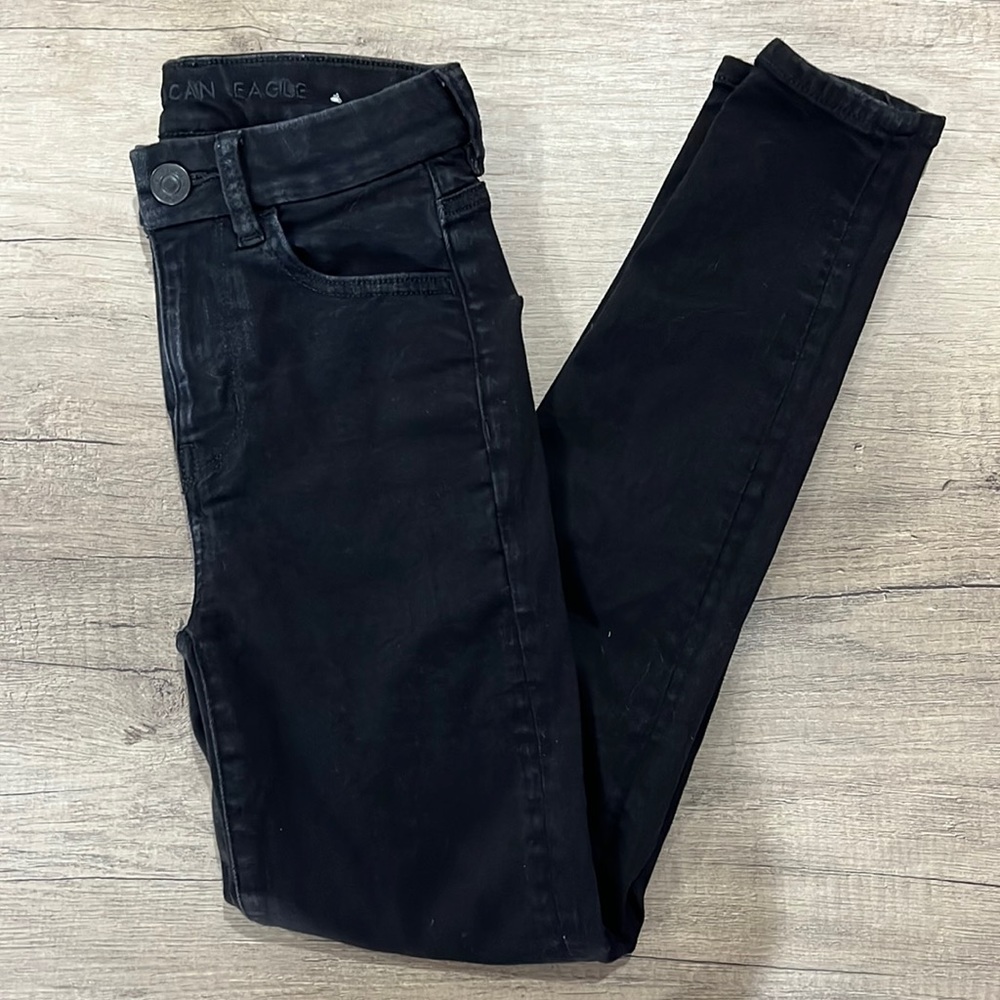 Curvy High Rise Black Jeggings American Eagle Size 00 Short